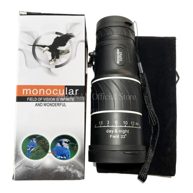 16X52 Monocular Telescope HD Zoom Night Vision With Mobile phone