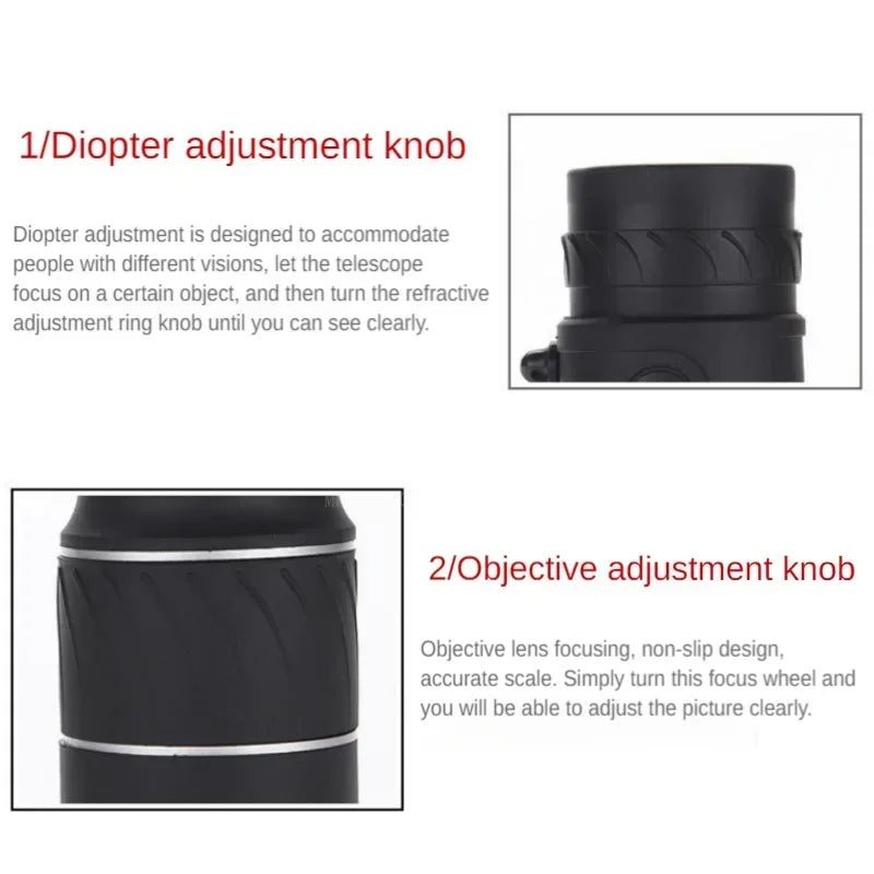 16X52 Monocular Telescope HD Zoom Night Vision With Mobile phone